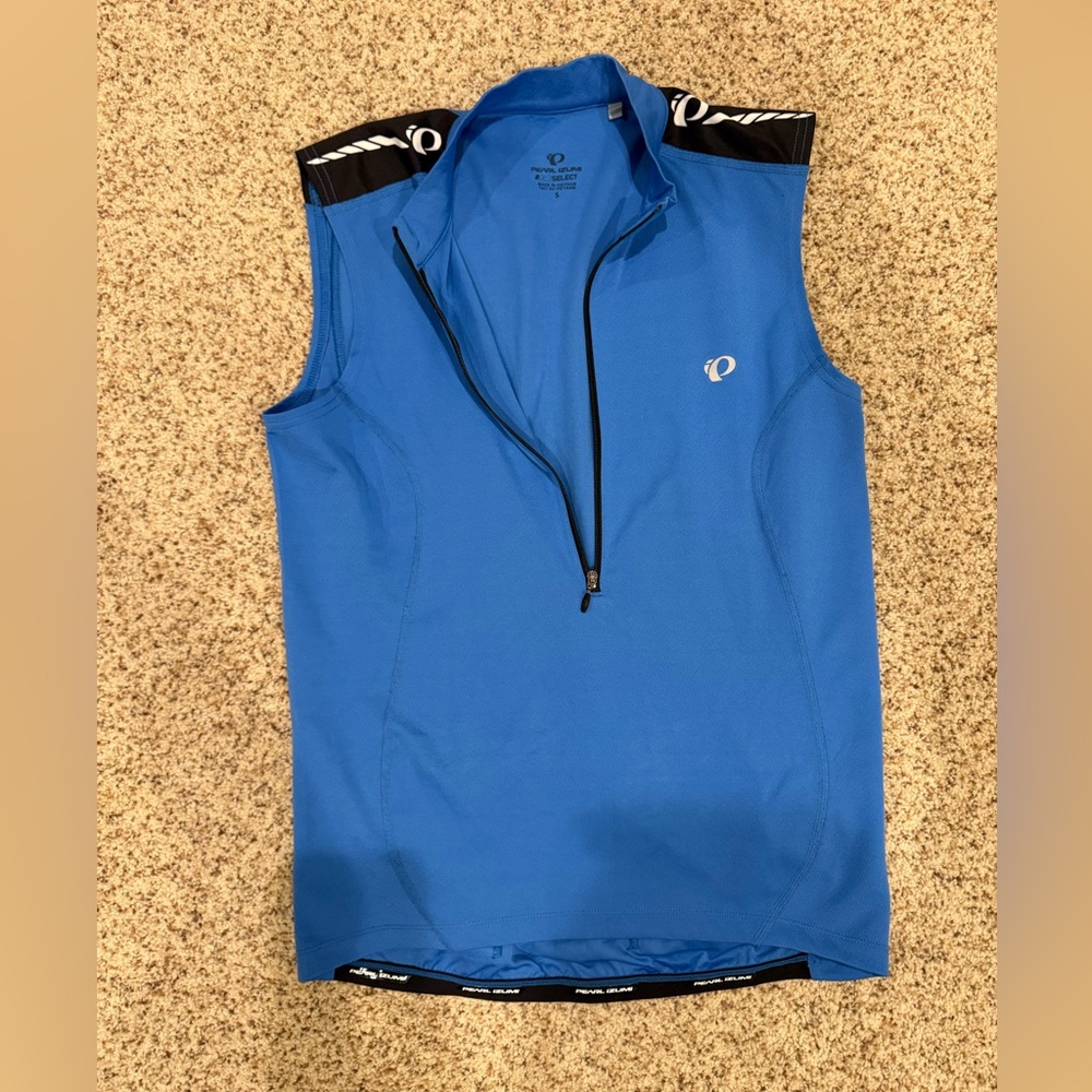 Pearl Izumi Vibrant Blue Sleeveless Half-Zip Cycling Top Mens Sz S